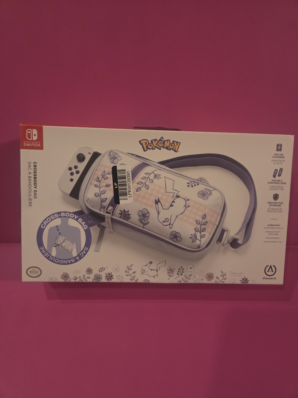 Pokemon Pikachu Cross-Body Carry Case for Nintendo Switch - White & Purple